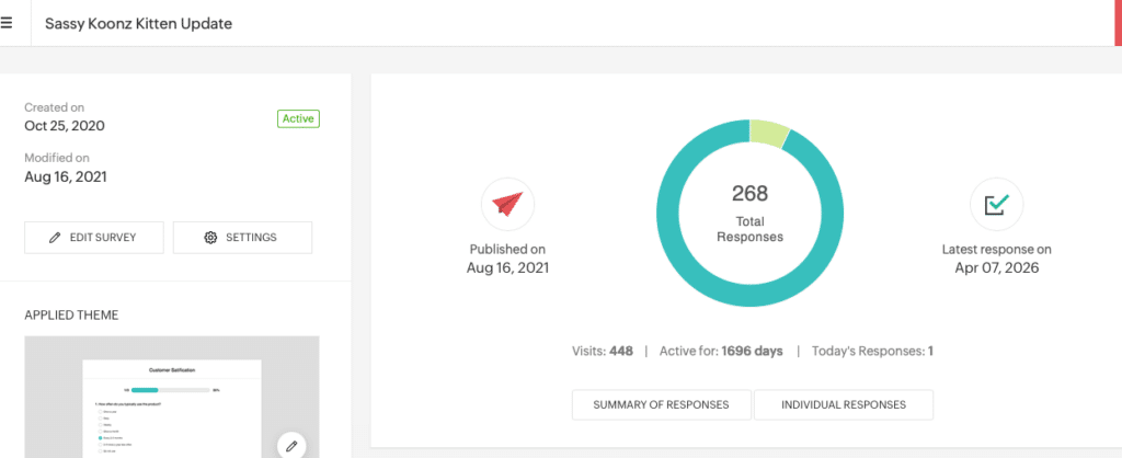 Health Survey results Sassy Koonz ⋆ Sassy Koonz Maine Coon Cattery screenshot of sassy koonz annual health survey showing 268 responses